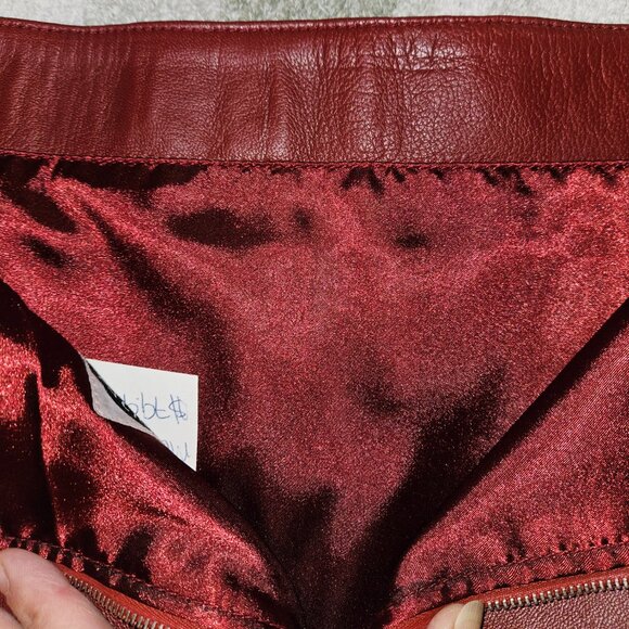 Burgundy Wine Lambskin Leather Micro mini skirt S/M - Picture 3 of 15